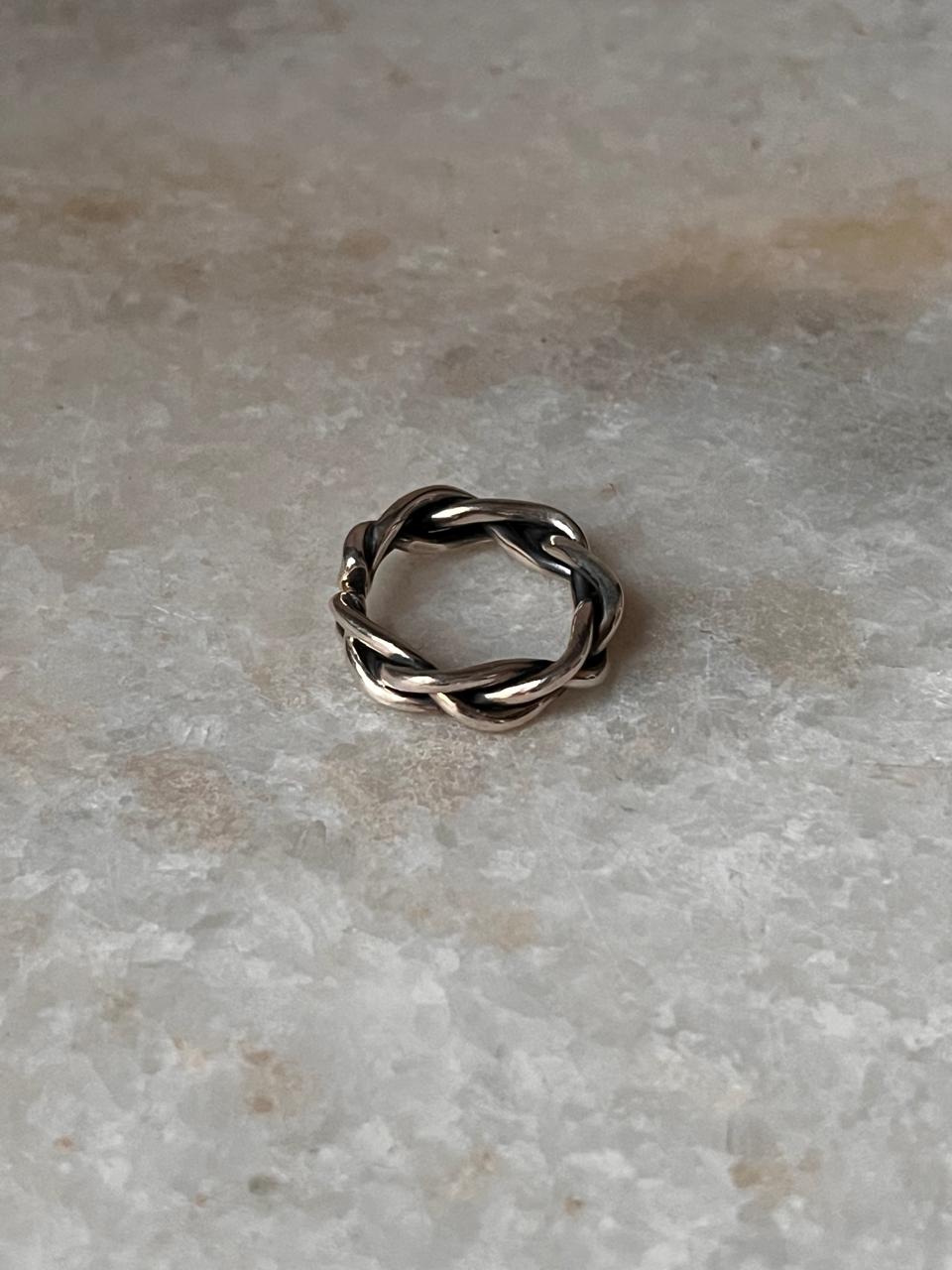 Chunky Twist Braided Adjustable Handcrafted 925 Sterling Silver Ring