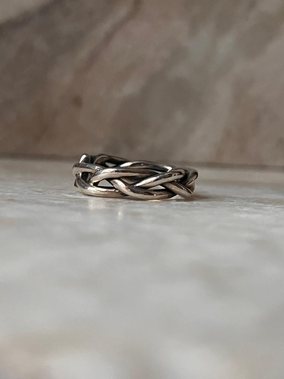 Chunky Twist Braided Adjustable Handcrafted 925 Sterling Silver Ring