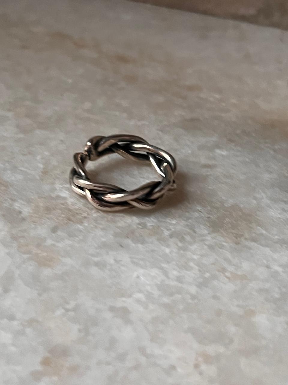 Chunky Twist Braided Adjustable Handcrafted 925 Sterling Silver Ring