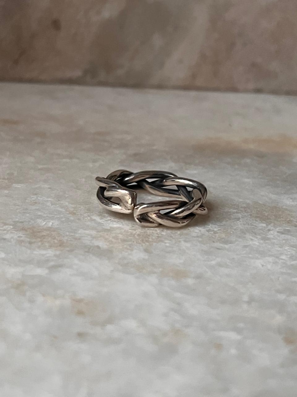 Chunky Twist Braided Adjustable Handcrafted 925 Sterling Silver Ring