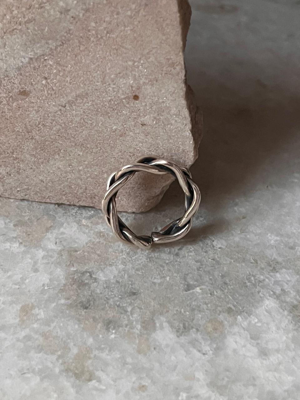 Chunky Twist Braided Adjustable Handcrafted 925 Sterling Silver Ring