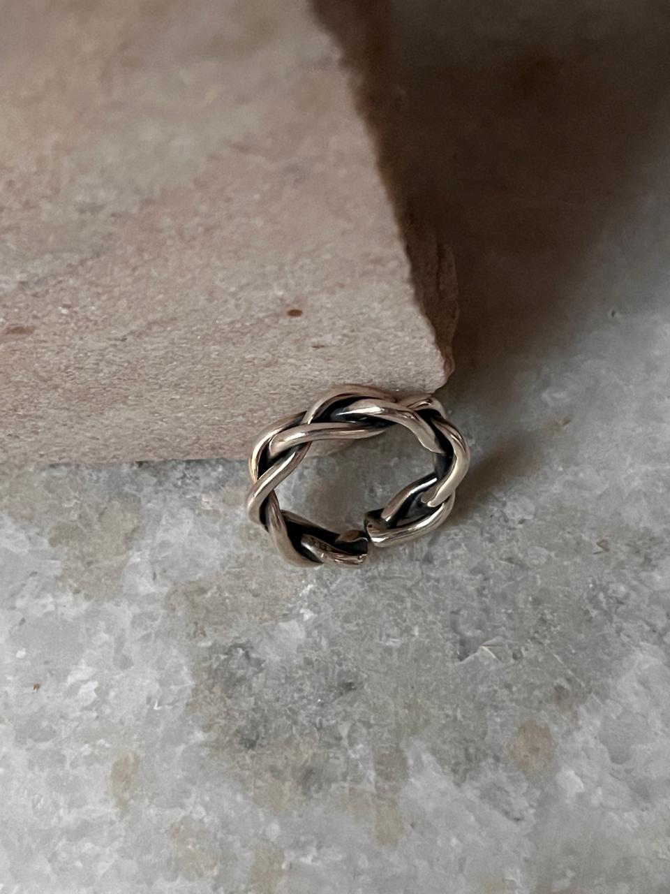 Chunky Twist Braided Adjustable Handcrafted 925 Sterling Silver Ring