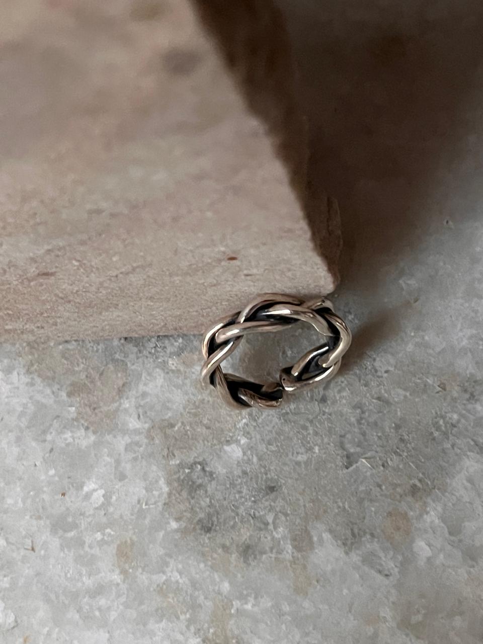Chunky Twist Braided Adjustable Handcrafted 925 Sterling Silver Ring