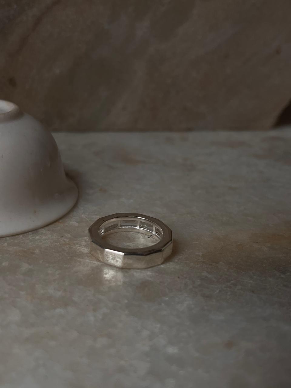 Clear Quartz Five Baguette Stone 925 Sterling Silver Ring