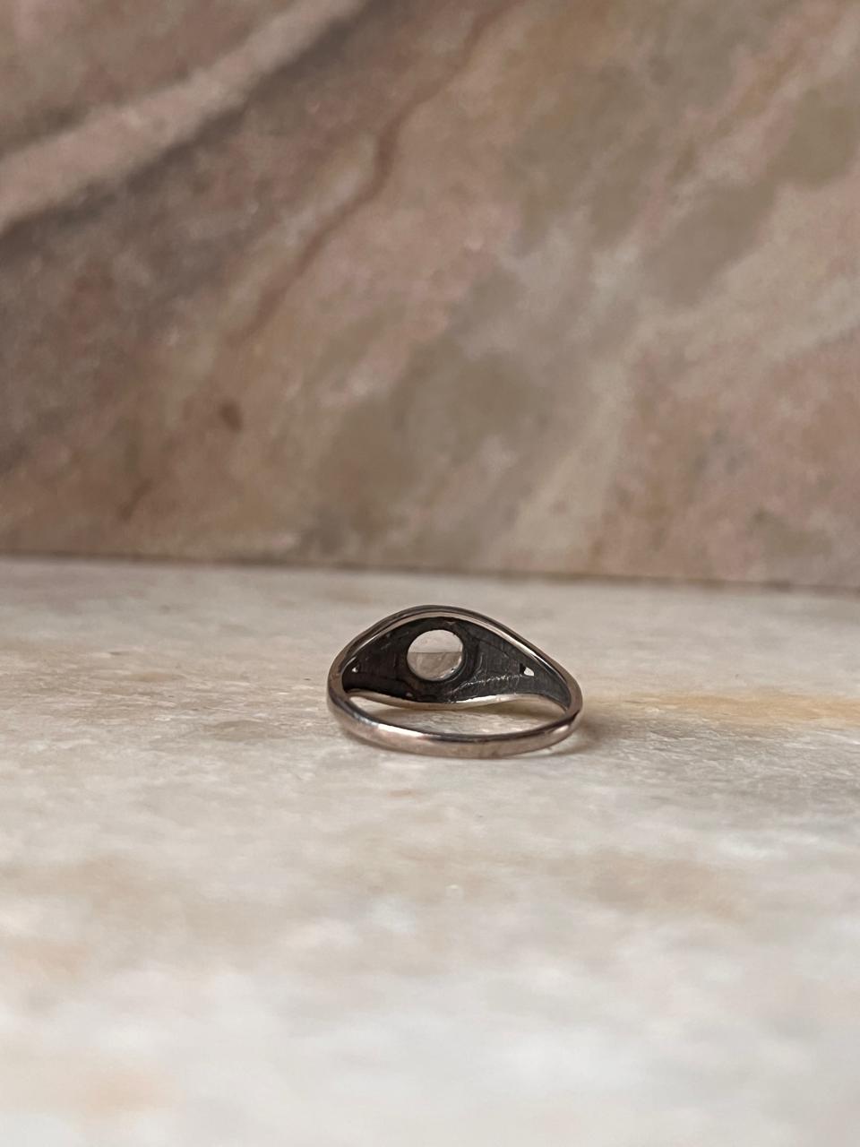 Clear Quartz Master Healer Round Boho 925 Sterling Silver Ring