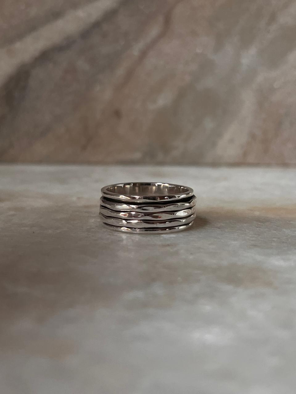 Hammered Spinner/ Meditation/ Jaap 925 Sterling Silver Ring