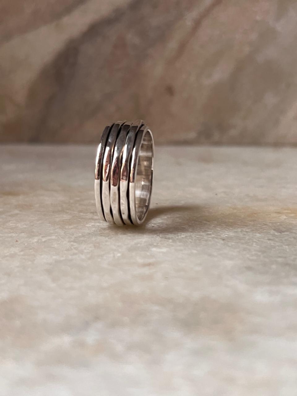 Hammered Spinner/ Meditation/ Jaap 925 Sterling Silver Ring