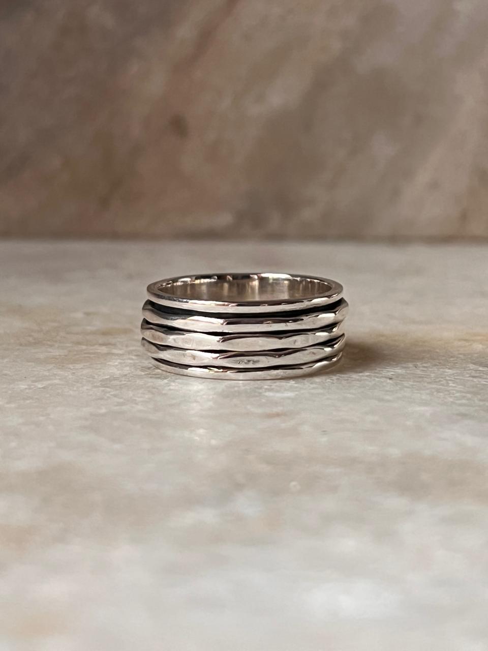 Hammered Spinner/ Meditation/ Jaap 925 Sterling Silver Ring