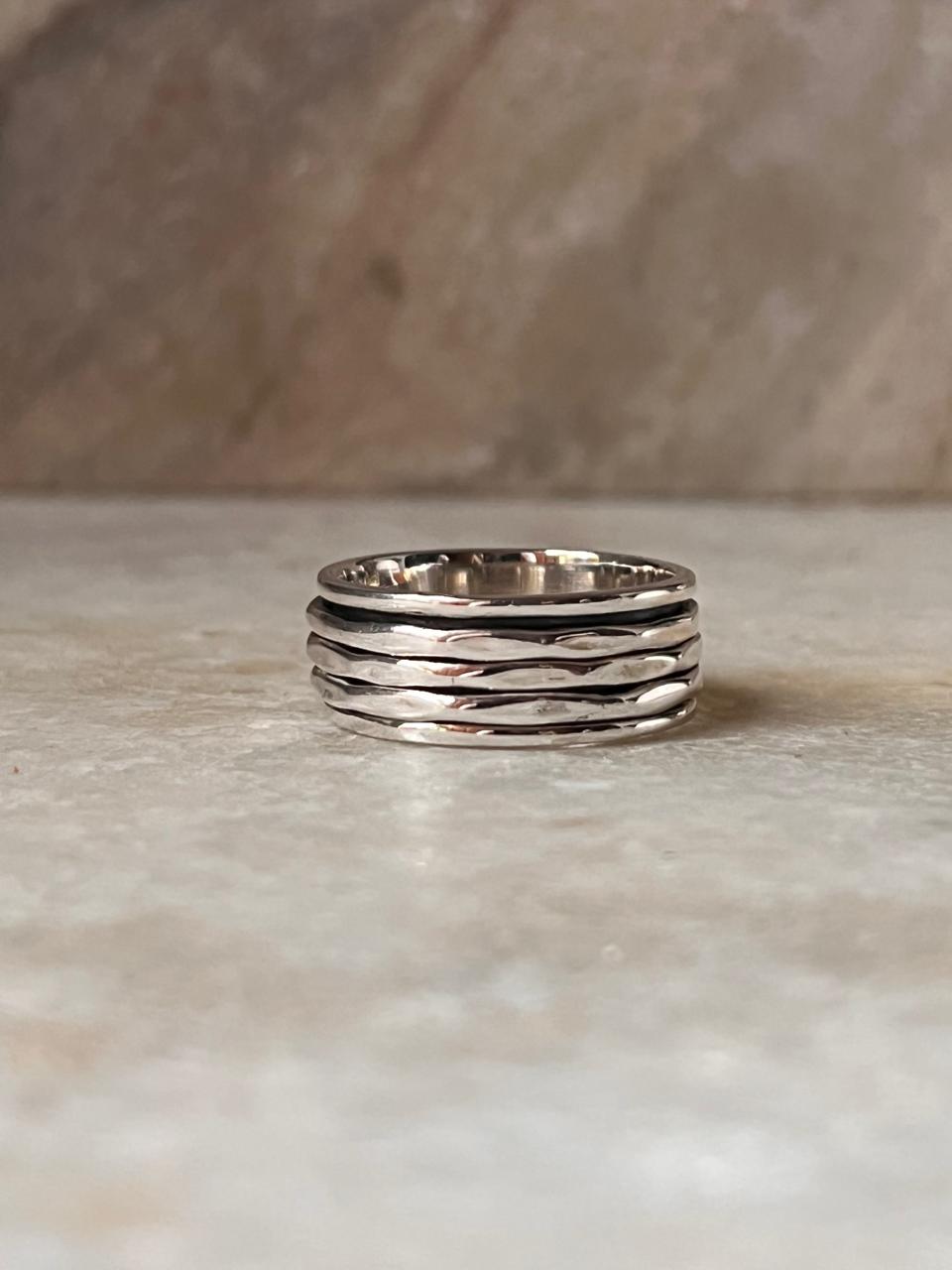Hammered Spinner/ Meditation/ Jaap 925 Sterling Silver Ring