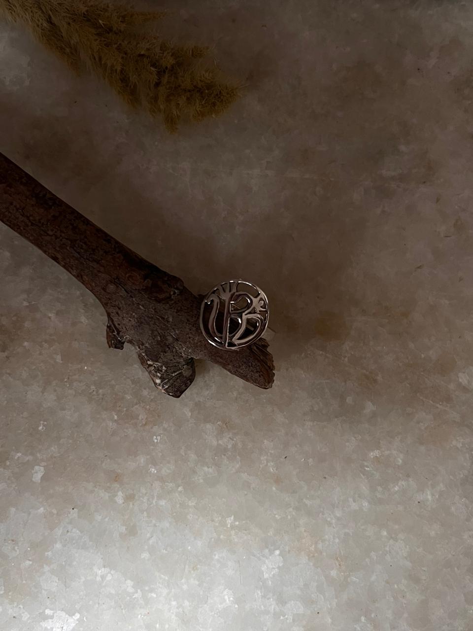 Shiv -Shakti / Aum - Trishul Round 925 Sterling Silver Ring