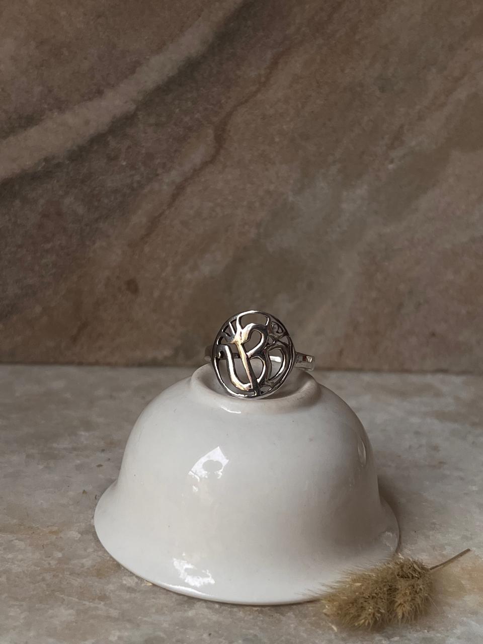 Shiv -Shakti / Aum - Trishul Round 925 Sterling Silver Ring