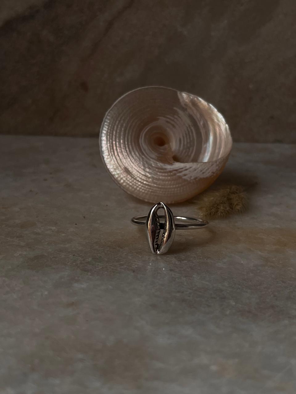 Cowrie Seashell 925 Sterling Silver Ring
