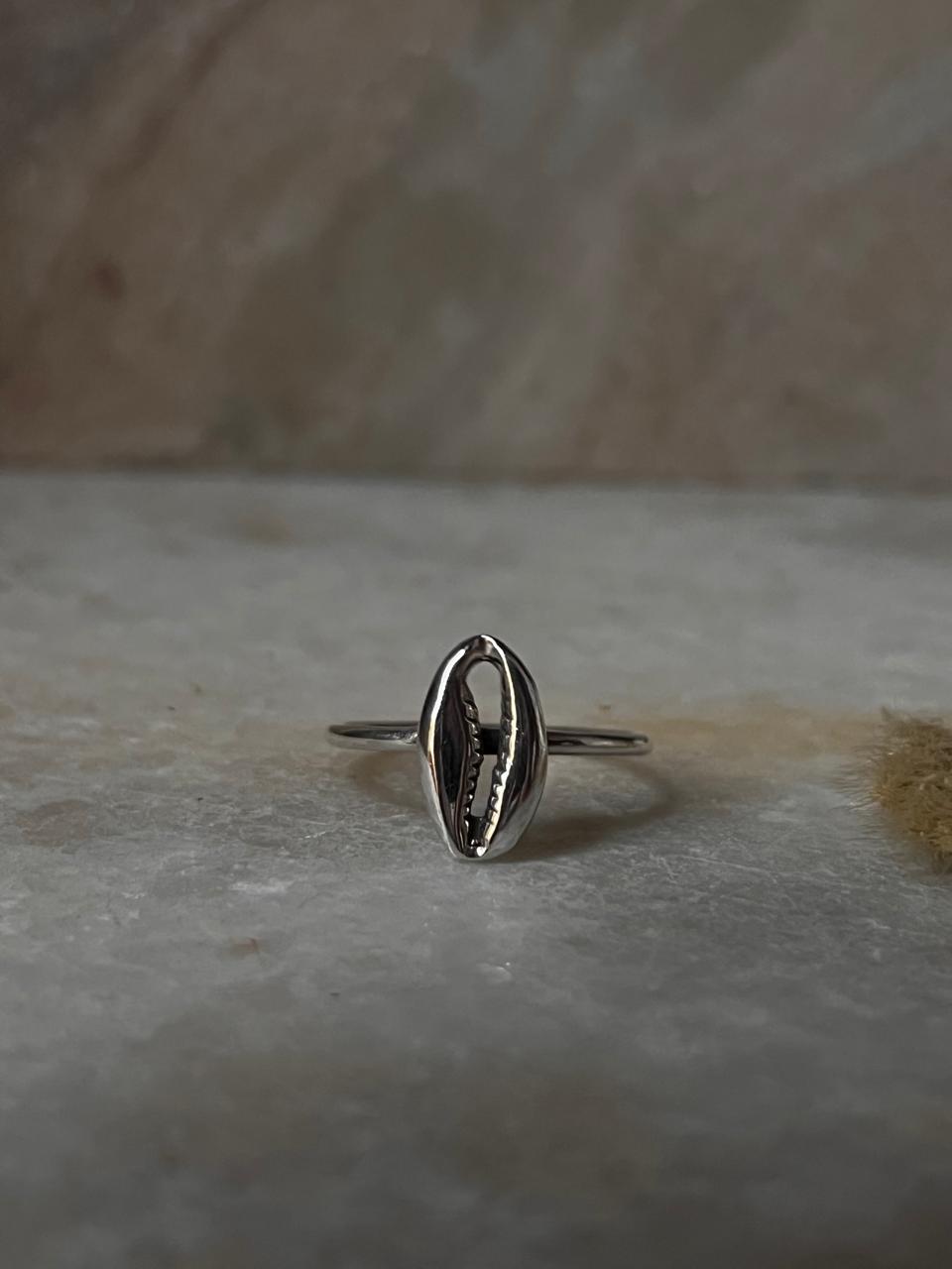 Cowrie Seashell 925 Sterling Silver Ring