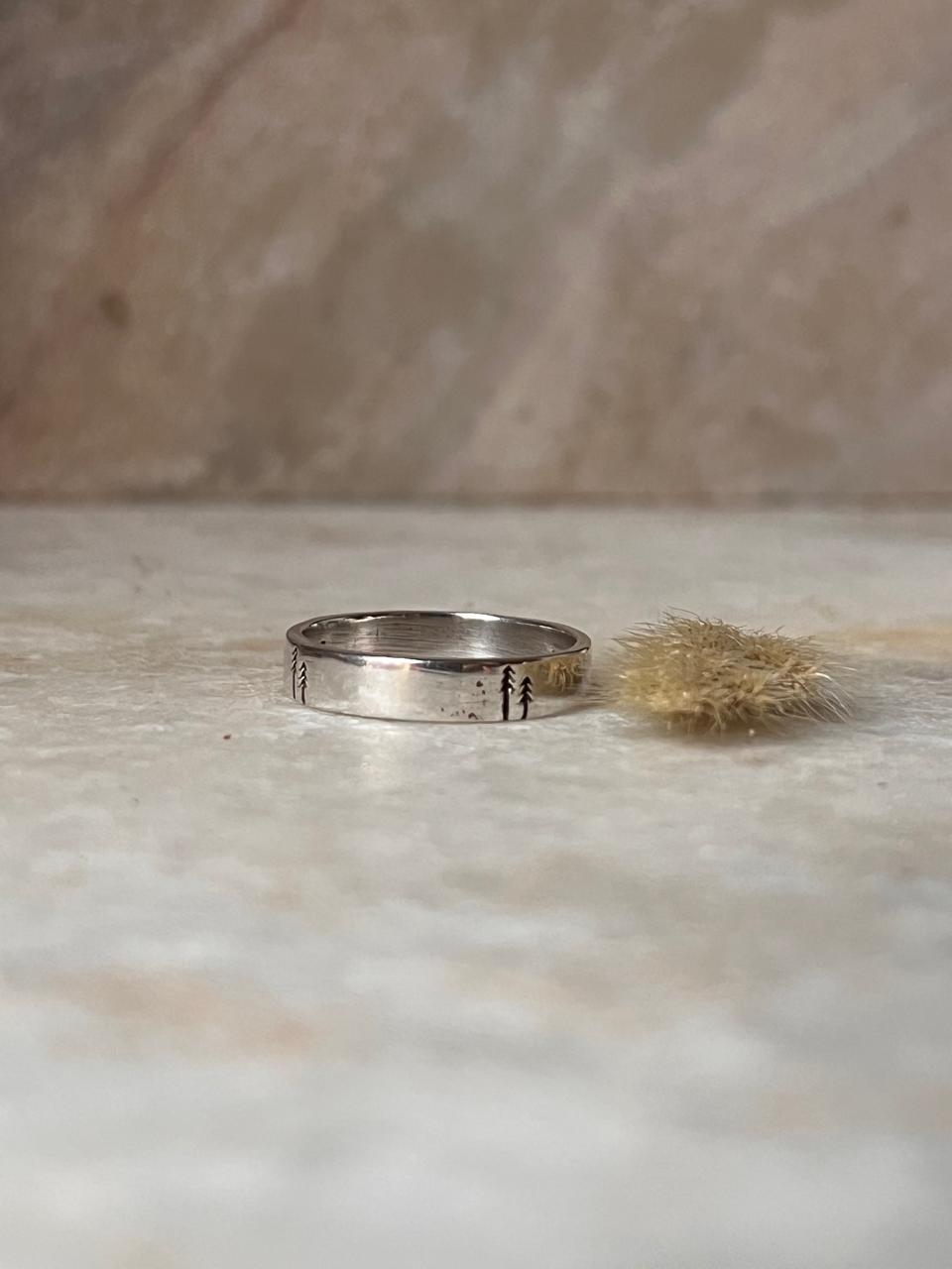 Forest Pine Tree Band 925 Sterling Silver Ring