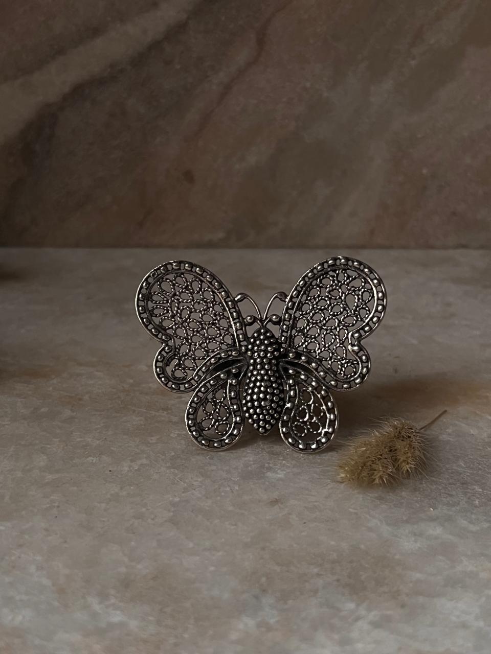 Big Filigree Handcrafted Butterfly 925 Sterling Silver Ring