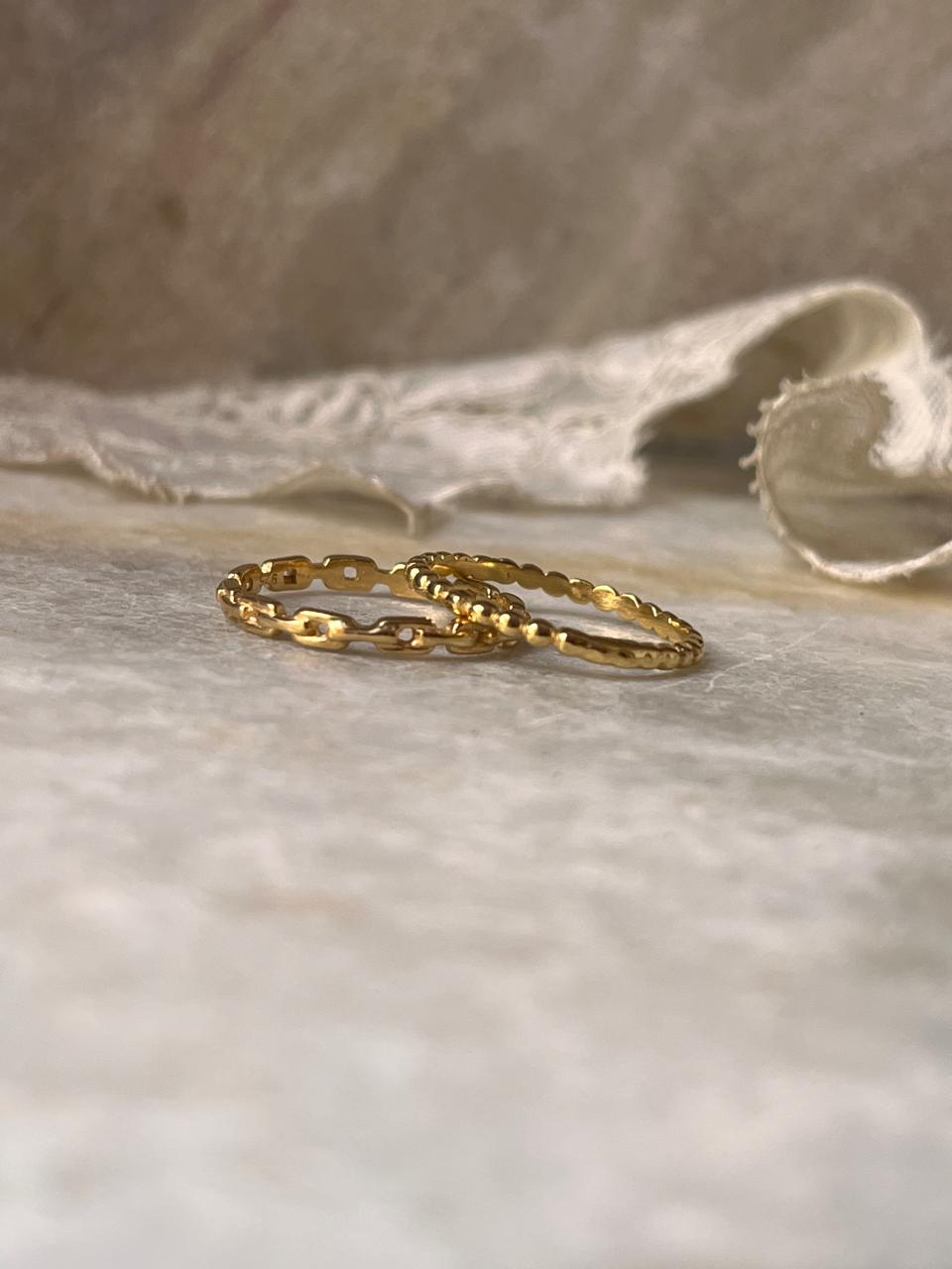 Gold Vermeil Big Dot & Thin Link Band 925 Sterling Silver Ring