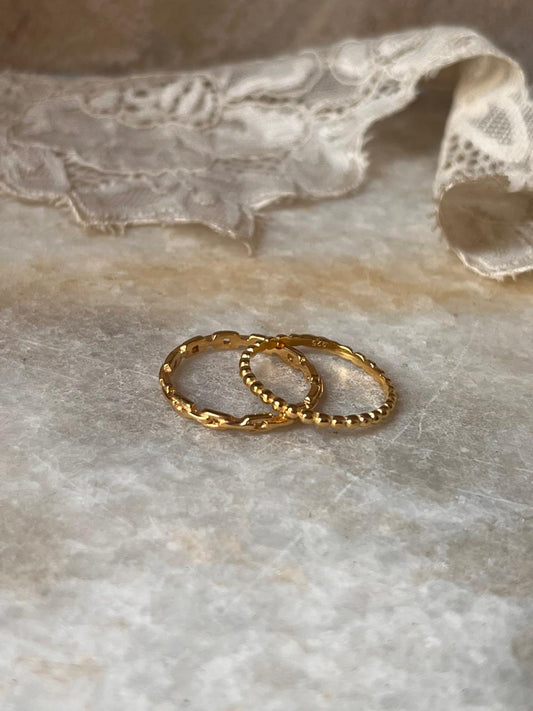 Gold Vermeil Big Dot & Thin Link Band 925 Sterling Silver Ring