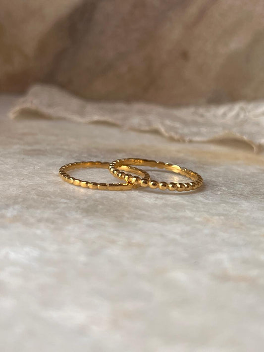 Gold Vermeil Small Dot & Big Dot Stack Set 925 Sterling Silver Ring