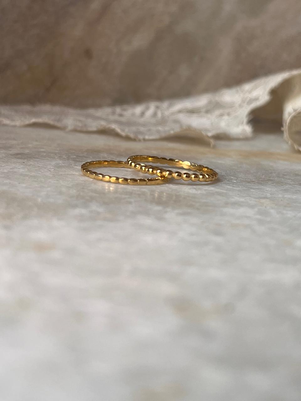 Gold Vermeil Small Dot & Big Dot Stack Set 925 Sterling Silver Ring