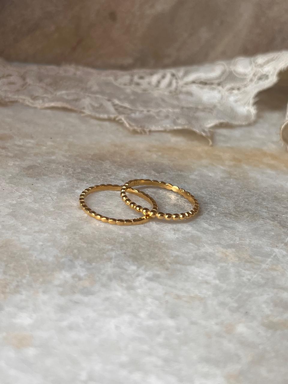 Gold Vermeil Small Dot & Big Dot Stack Set 925 Sterling Silver Ring