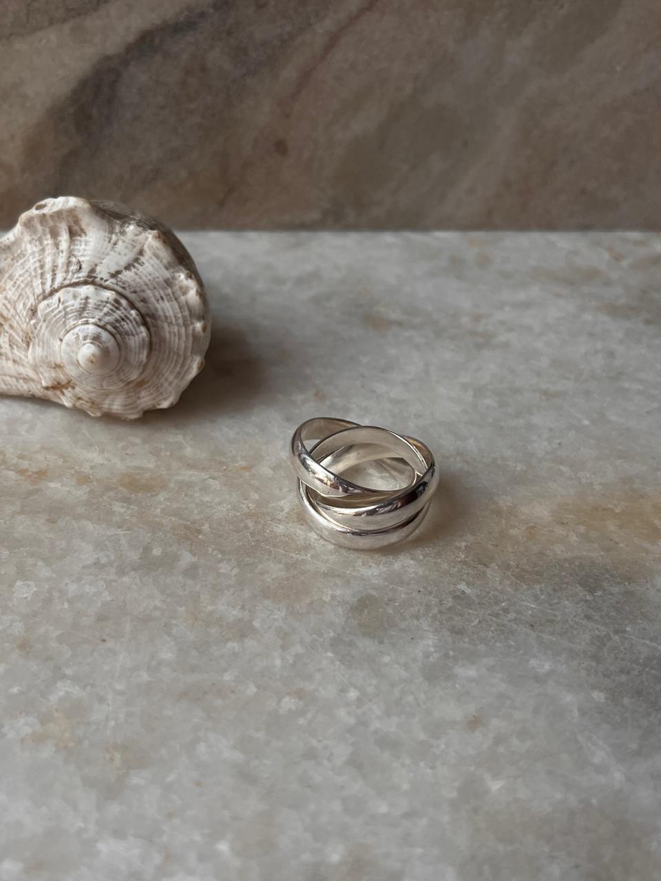 Chunky 3 Rolling Bands / Interlinked Bands 925 Sterling Silver Ring