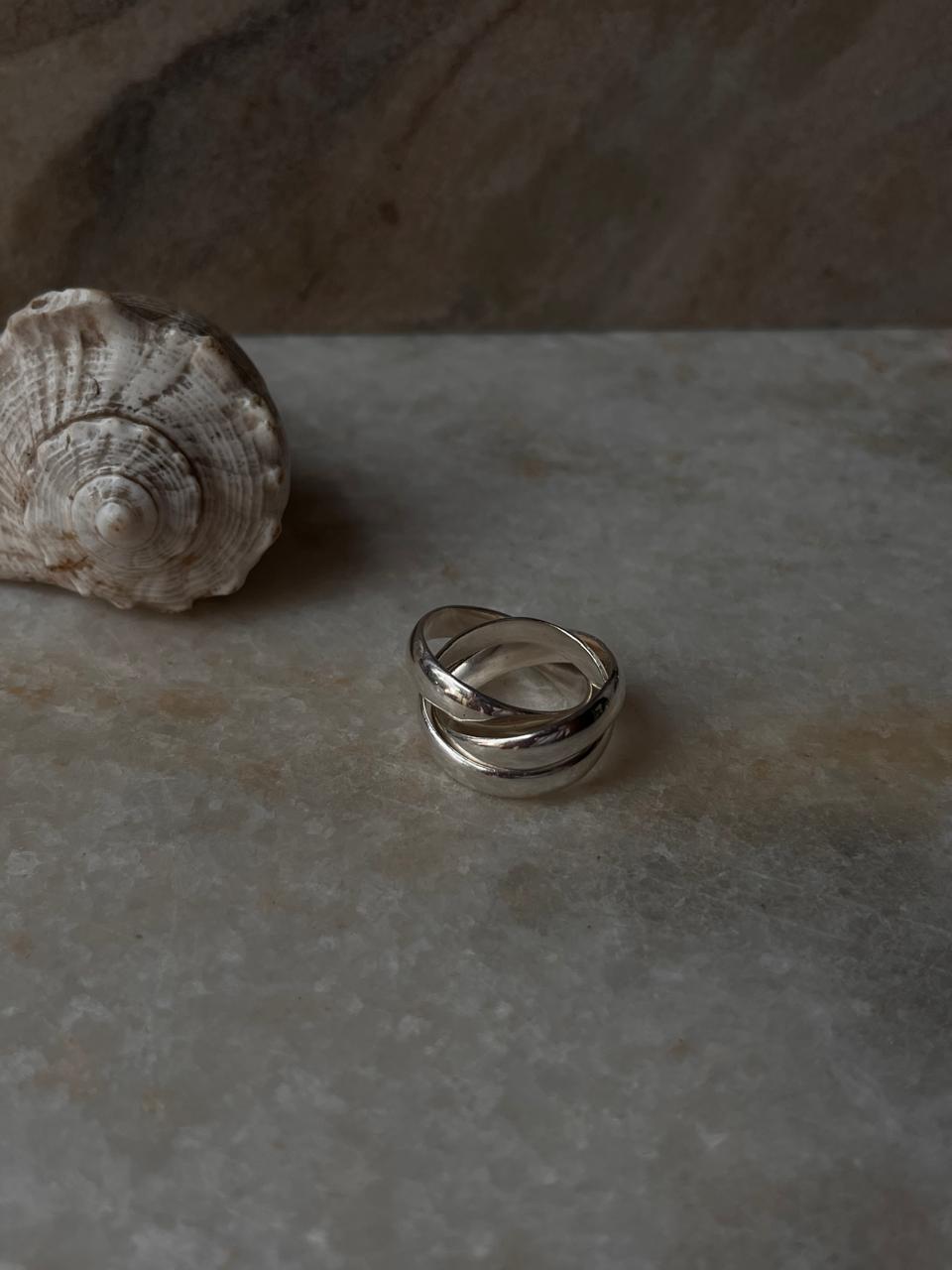 Chunky 3 Rolling Bands / Interlinked Bands 925 Sterling Silver Ring