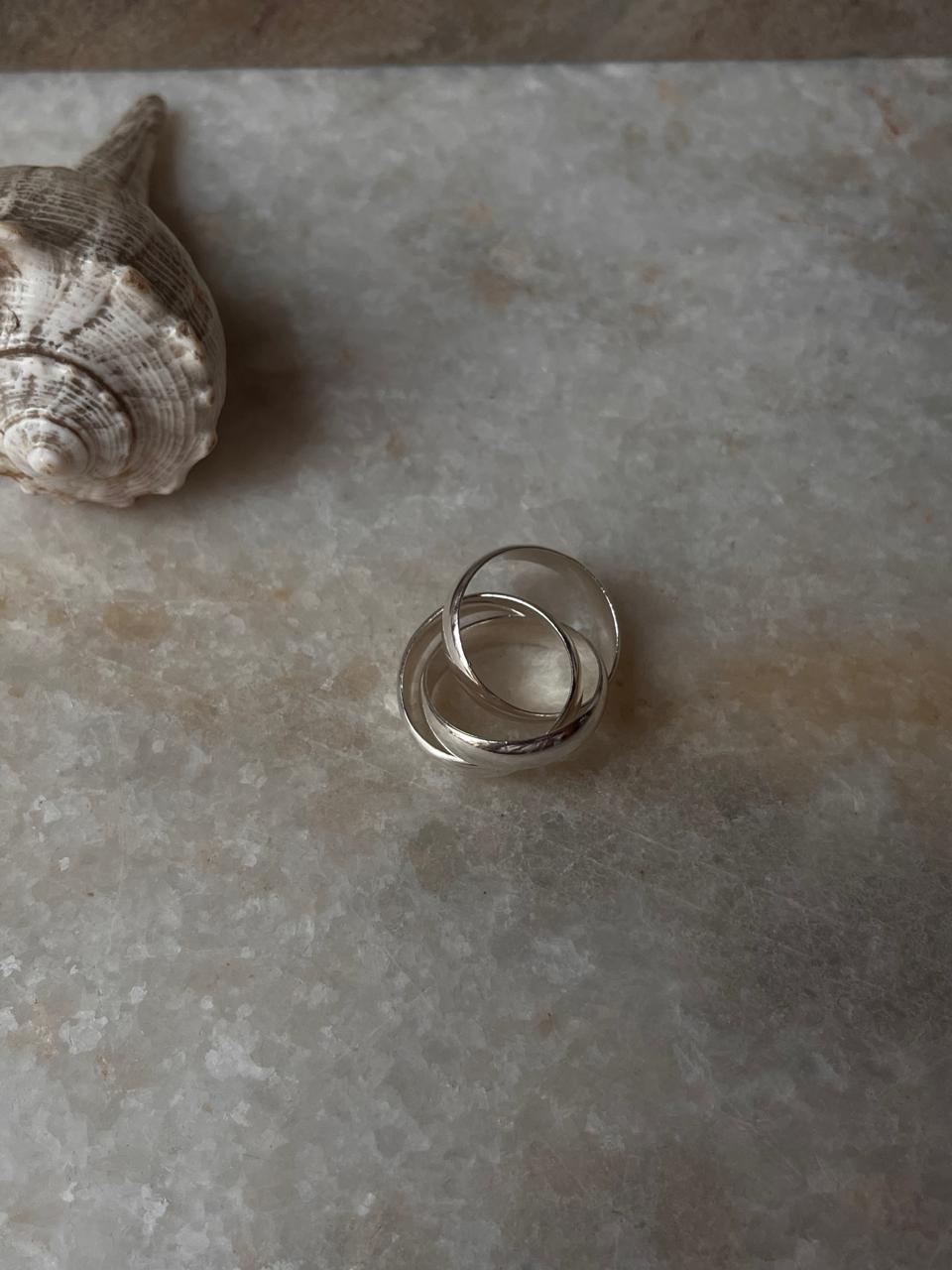 Chunky 3 Rolling Bands / Interlinked Bands 925 Sterling Silver Ring
