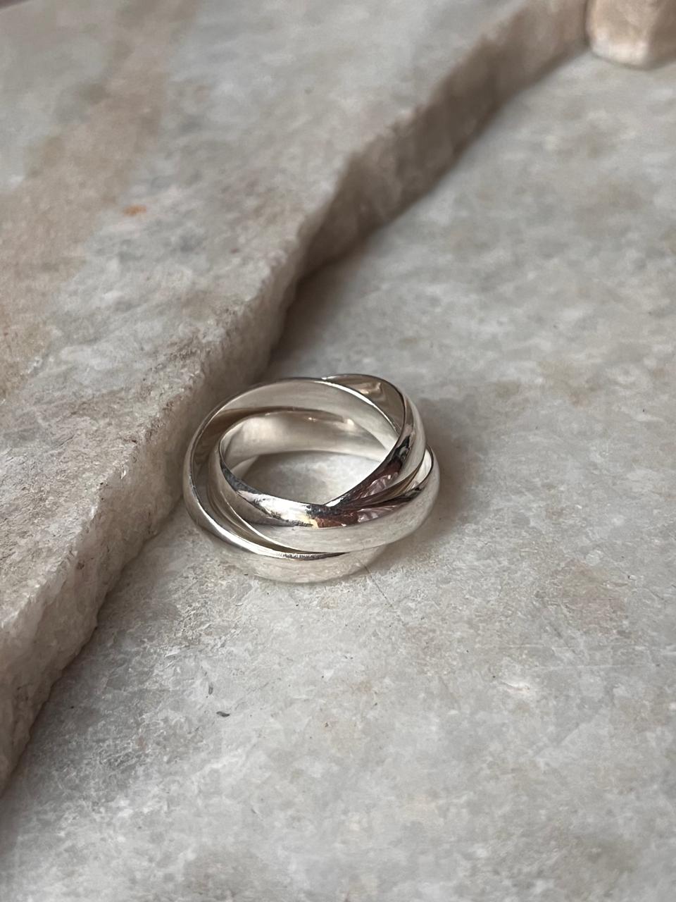 Chunky 3 Rolling Bands / Interlinked Bands 925 Sterling Silver Ring