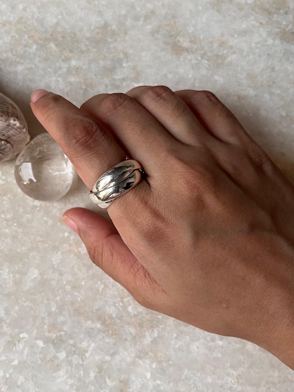 Chunky 3 Rolling Bands / Interlinked Bands 925 Sterling Silver Ring