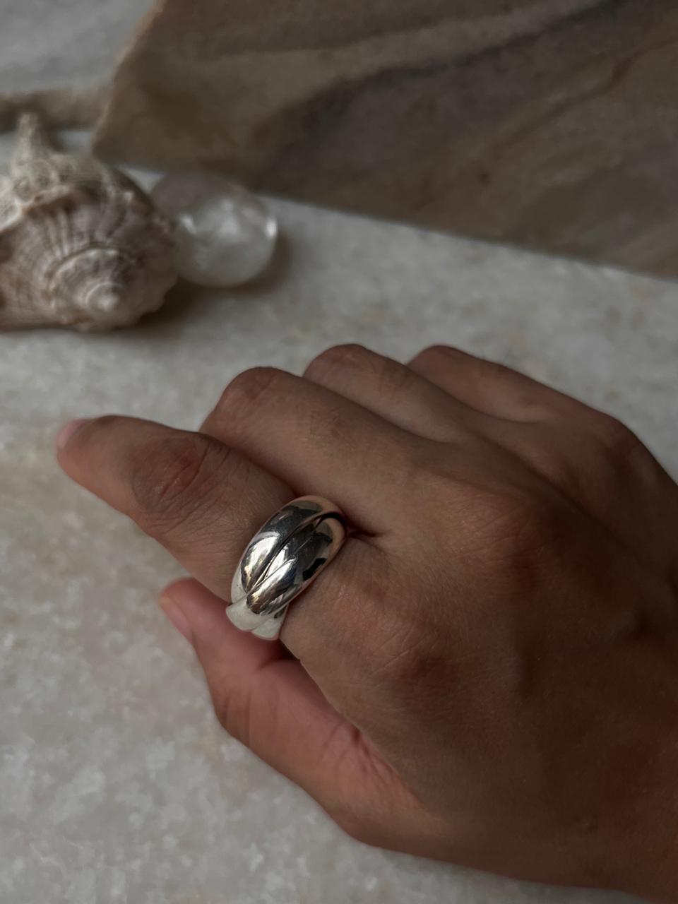 Chunky 3 Rolling Bands / Interlinked Bands 925 Sterling Silver Ring