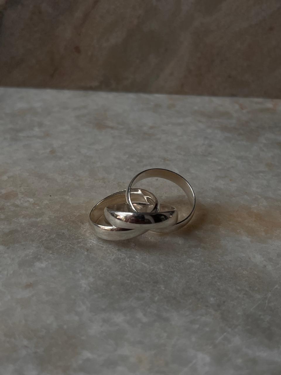 Chunky 3 Rolling Bands / Interlinked Bands 925 Sterling Silver Ring