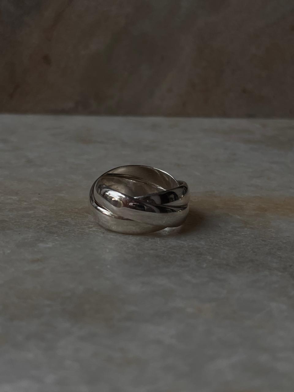 Chunky 3 Rolling Bands / Interlinked Bands 925 Sterling Silver Ring