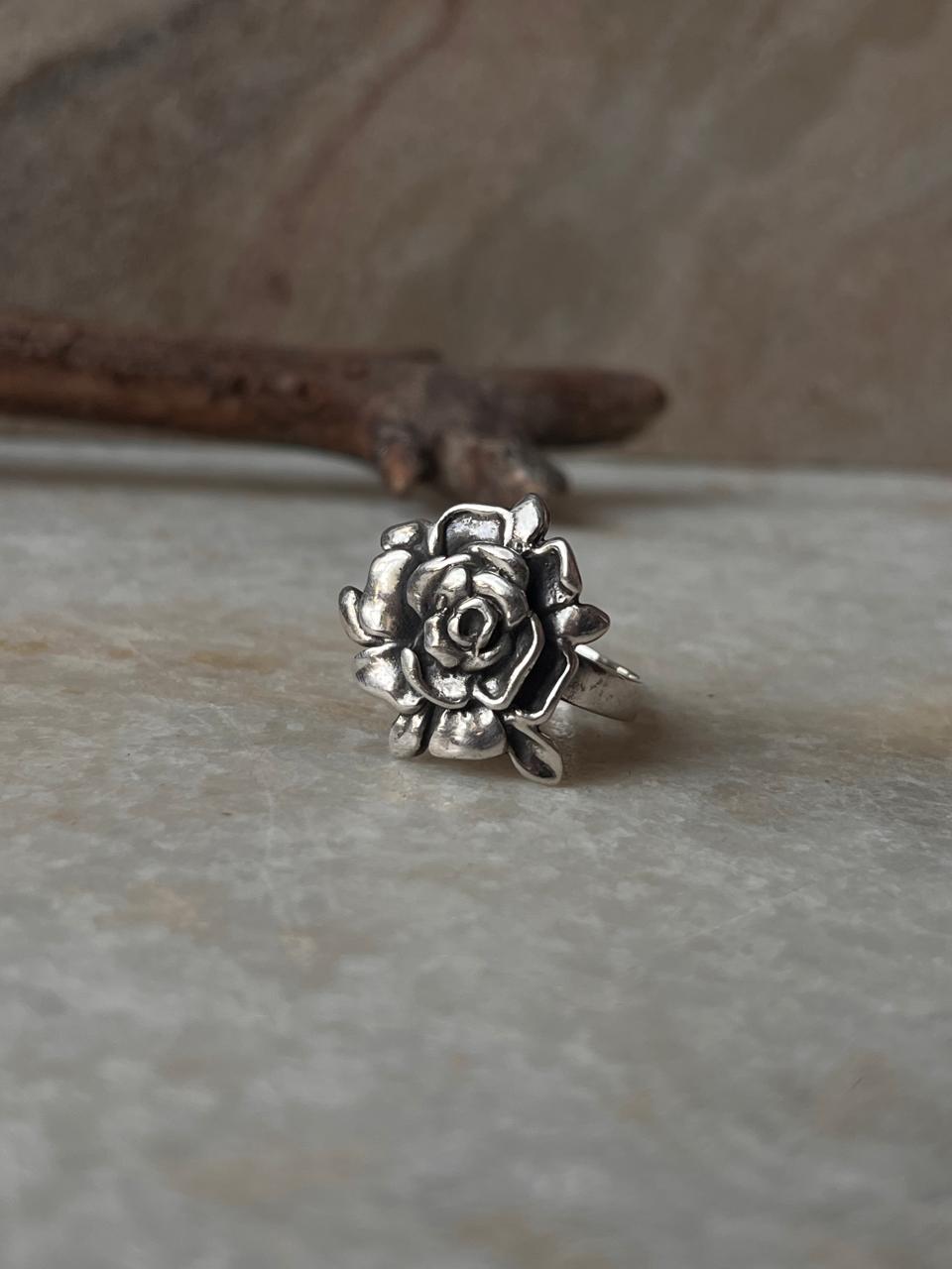 Chunky Rose 925 Sterling Silver Ring