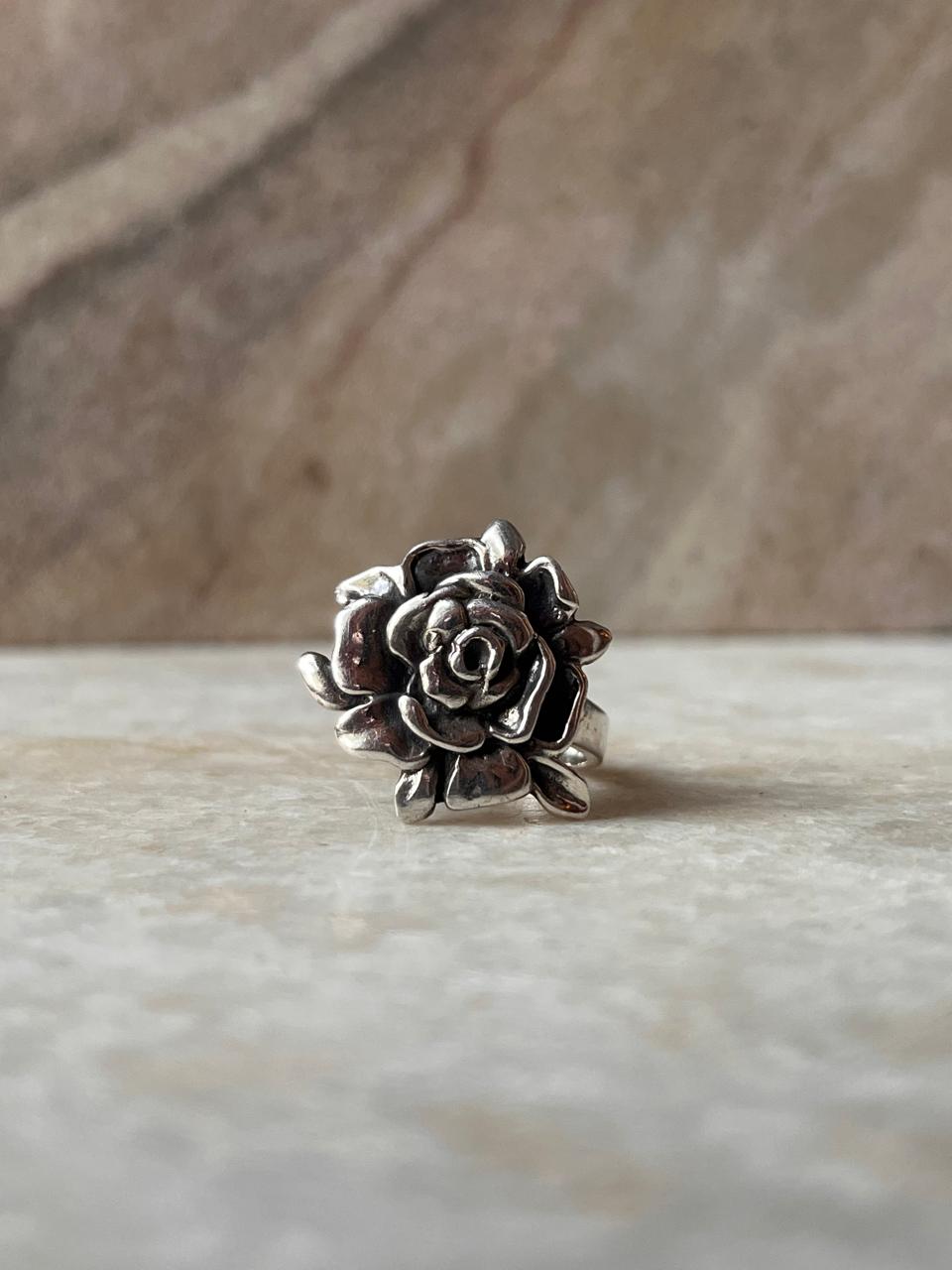 Chunky Rose 925 Sterling Silver Ring