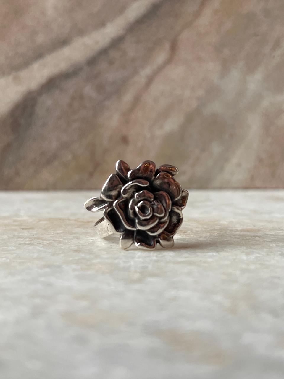 Chunky Rose 925 Sterling Silver Ring