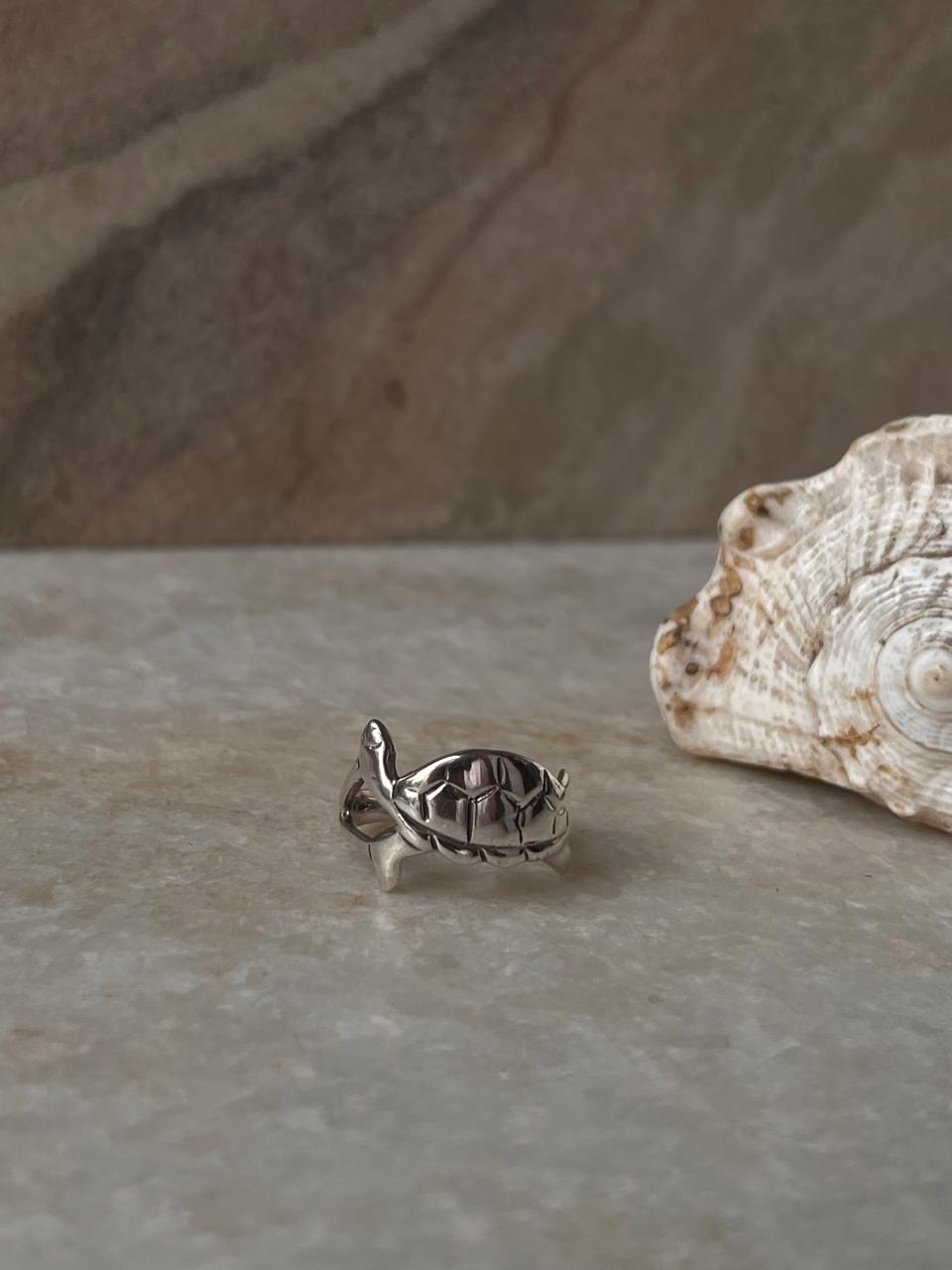 Horizontal Tortoise 925 Sterling Silver Ring