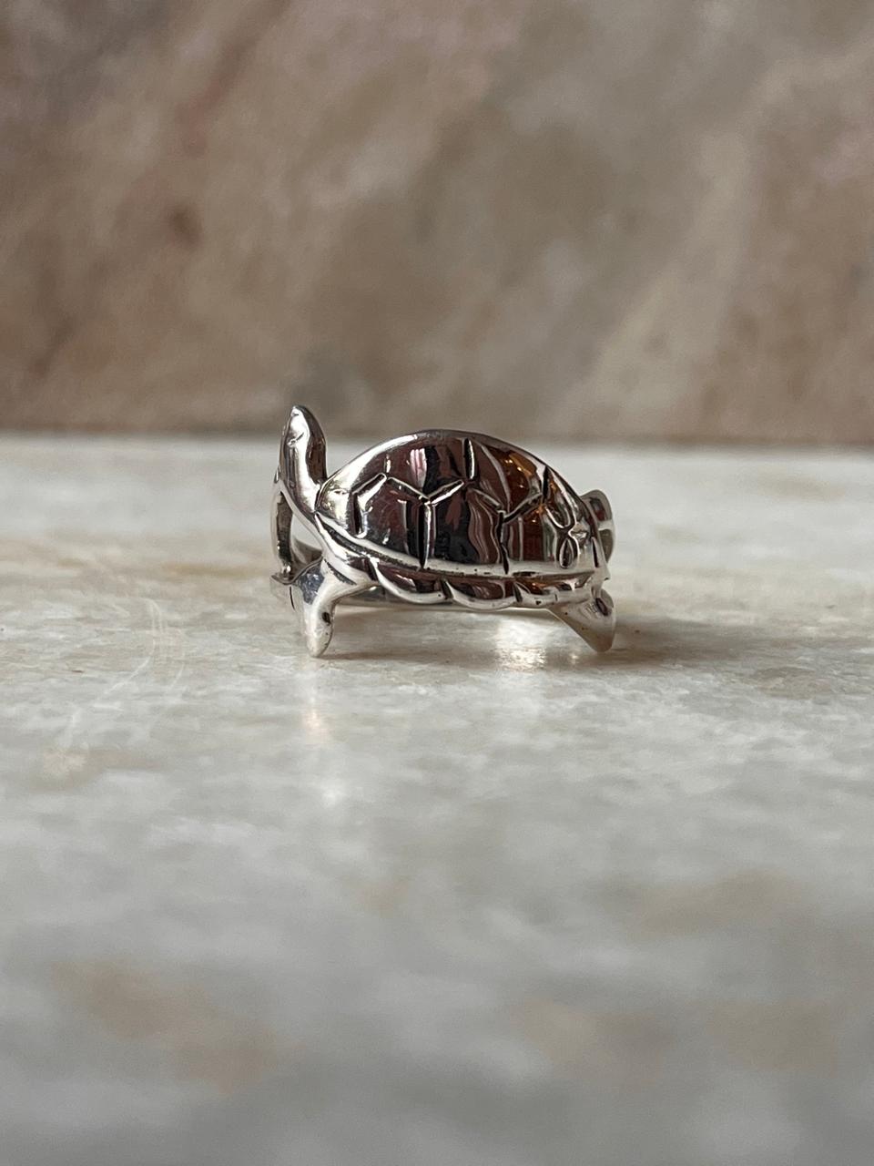 Horizontal Tortoise 925 Sterling Silver Ring