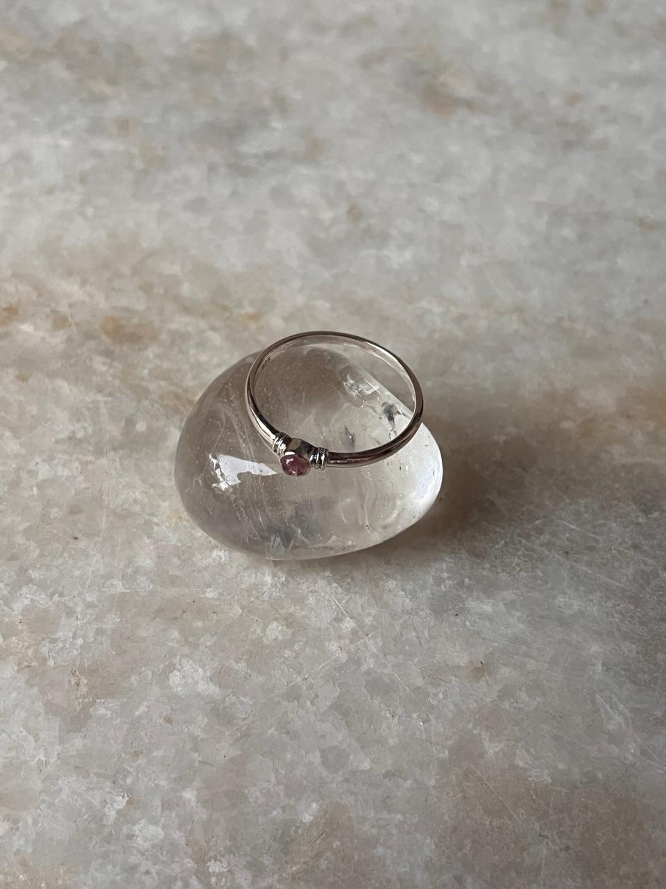 Pink Tourmaline Plain Band 925 Sterling Silver Ring