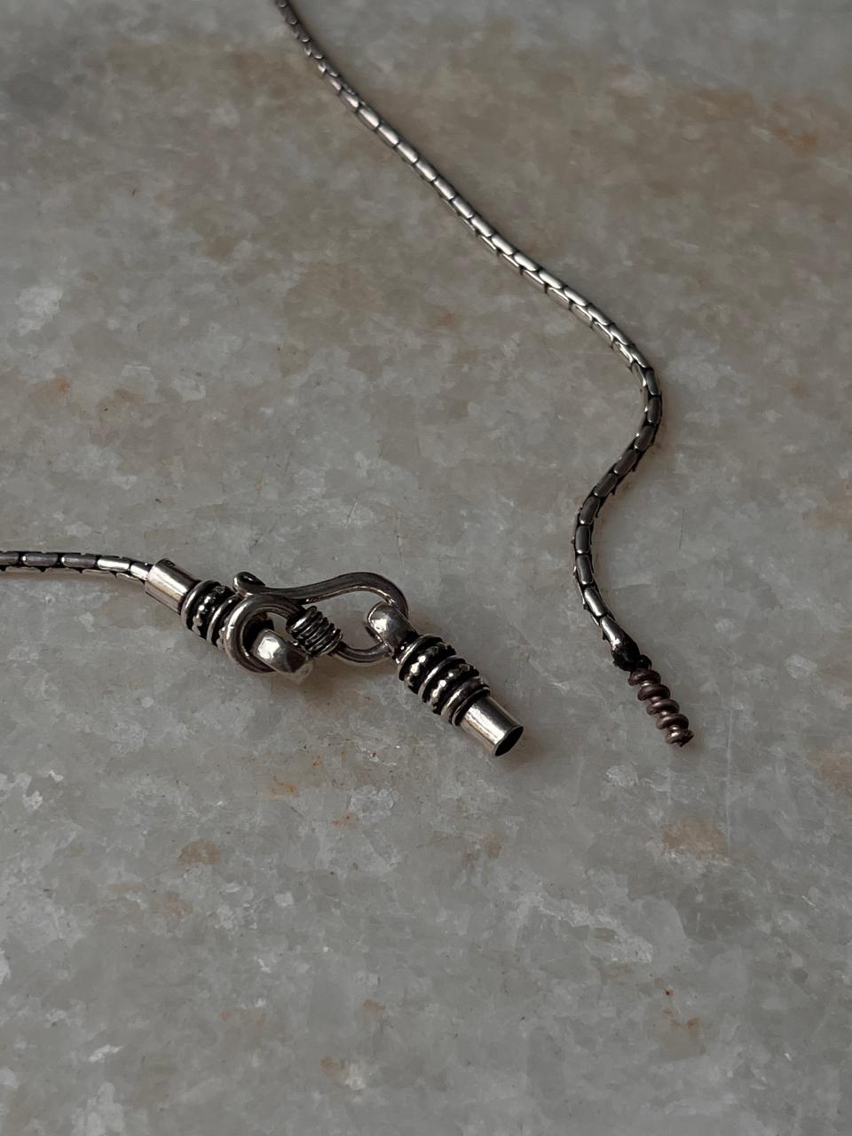 Antique Patterned S Lock 925 Sterling Silver Chain