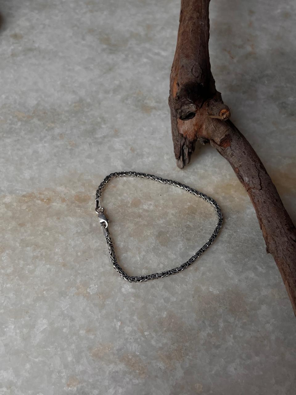 Antique Patterned 925 Sterling Silver Bracelet
