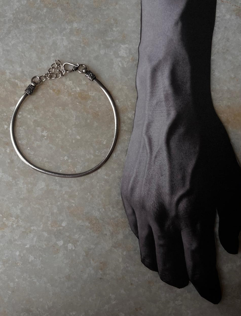 Flat Snake Antique 925 Sterling Silver Bracelet