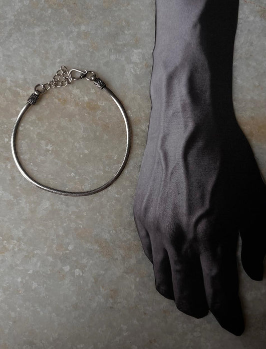 Flat Snake Antique 925 Sterling Silver Bracelet