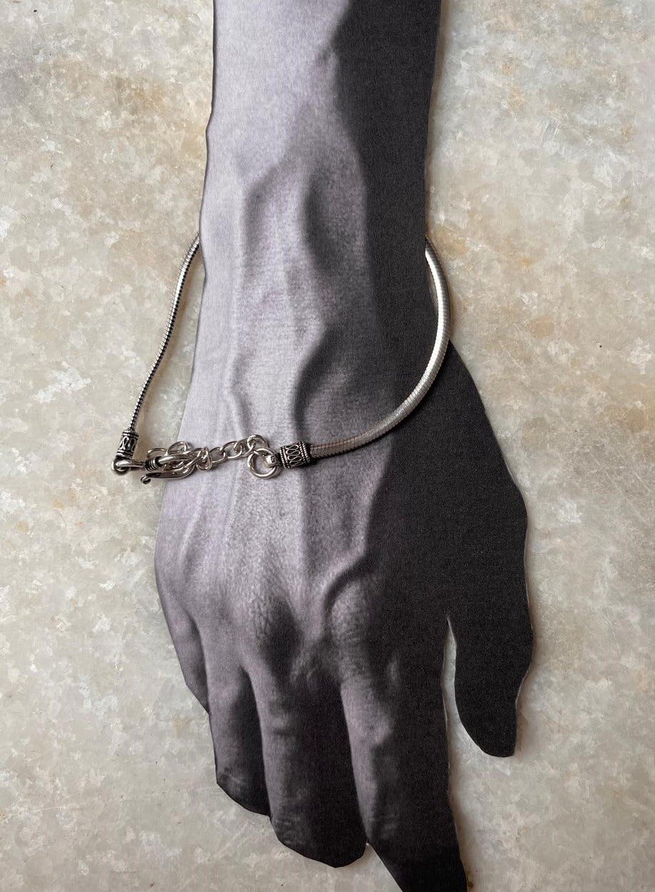 Flat Snake Antique 925 Sterling Silver Bracelet