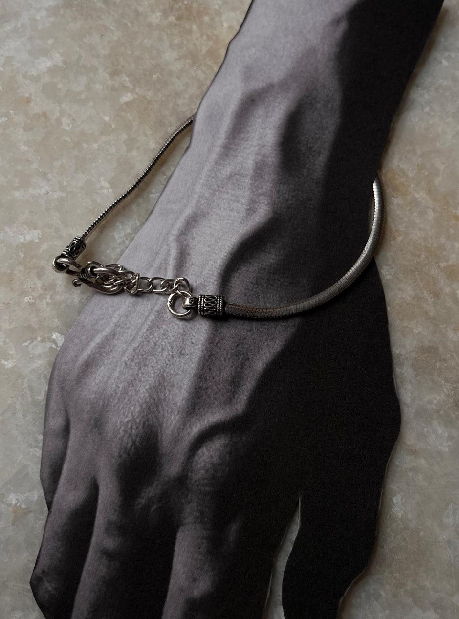 Flat Snake Antique 925 Sterling Silver Bracelet