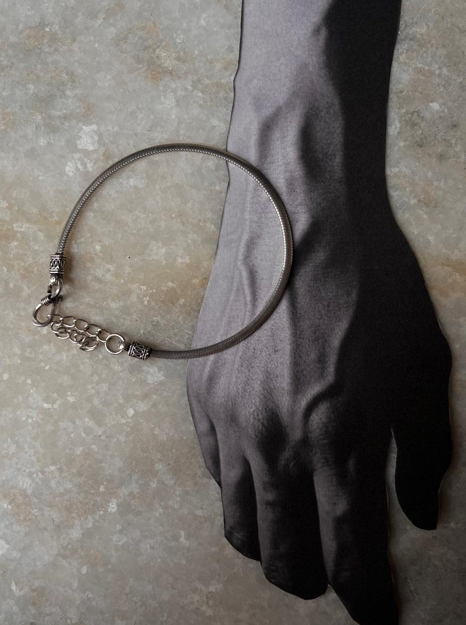 Flat Snake Antique 925 Sterling Silver Bracelet