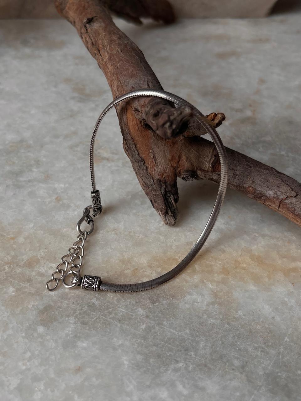 Flat Snake Antique 925 Sterling Silver Bracelet