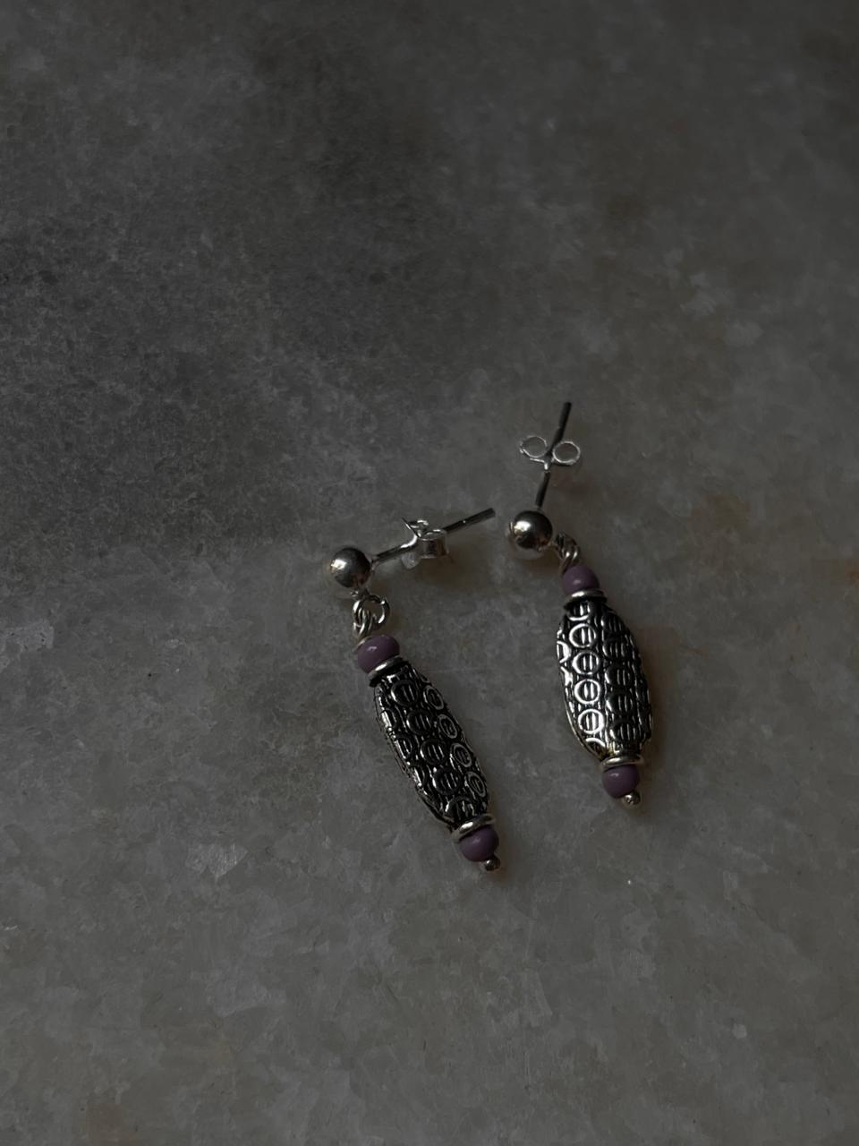 Sterling silver boho studs with lavender beads