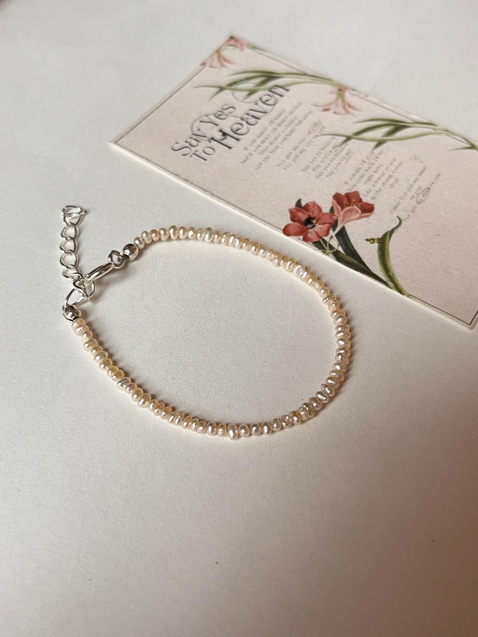 925 sterling silver bracelet with tiny pearls