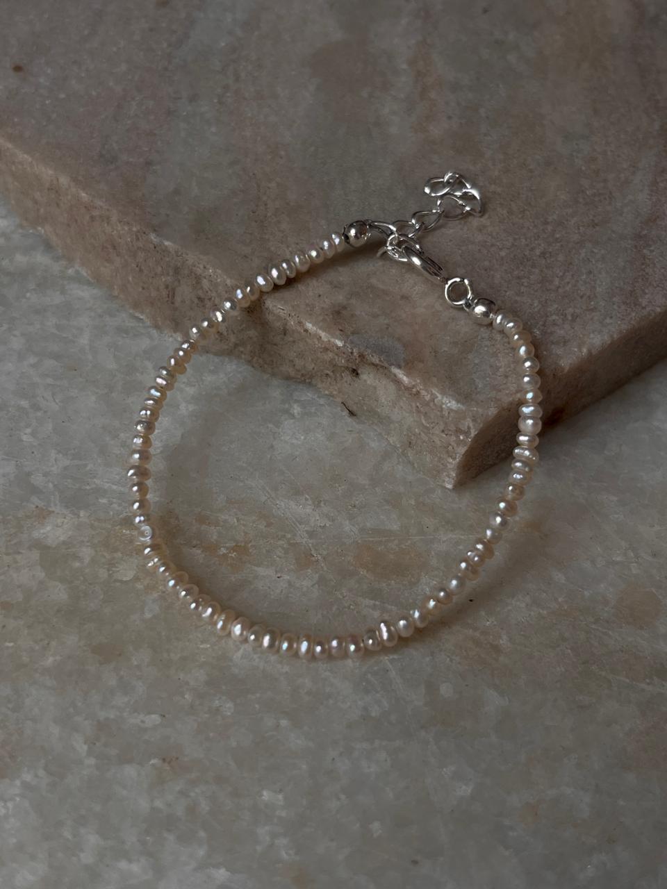 925 sterling silver bracelet with tiny pearls
