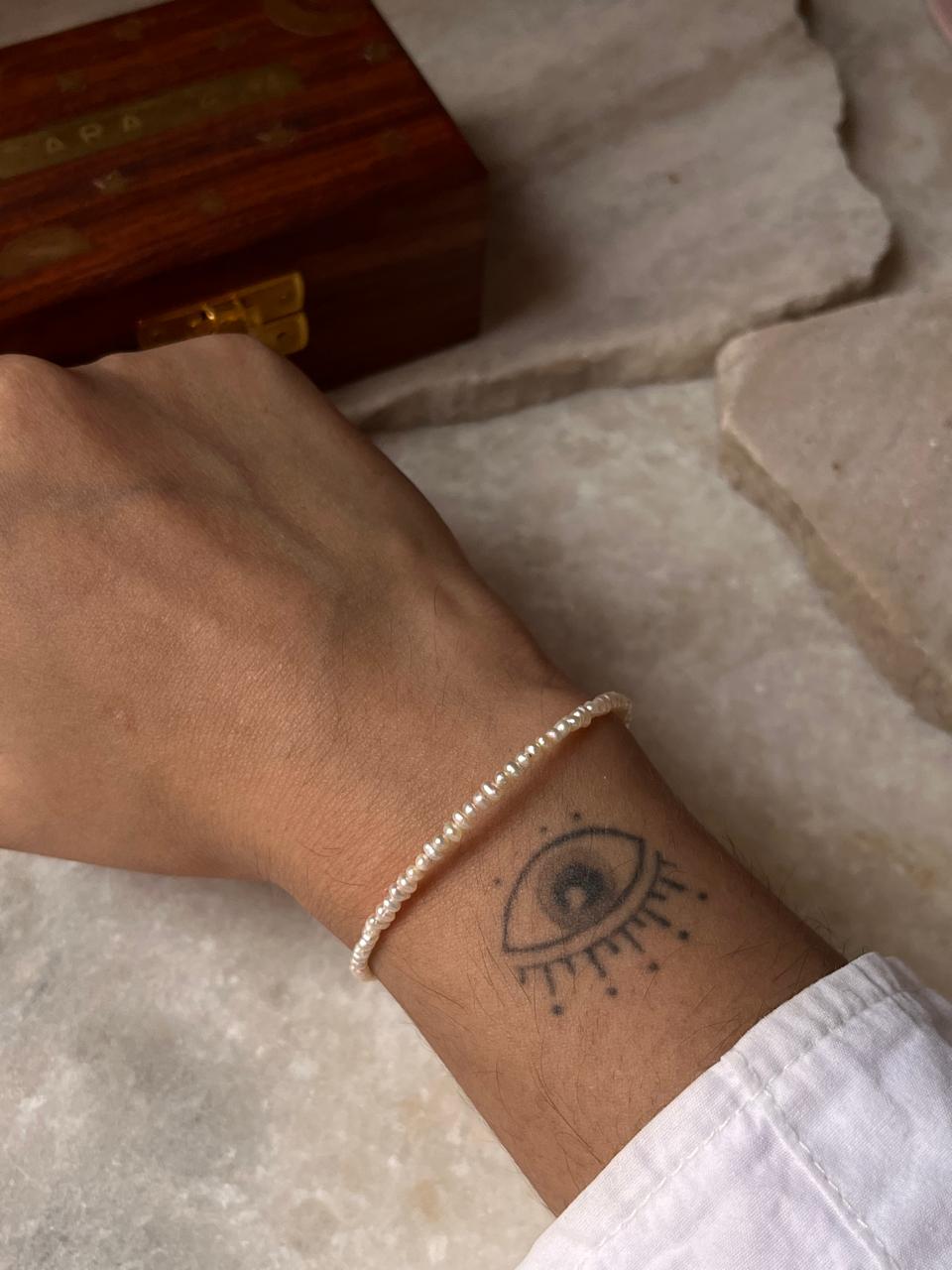 925 sterling silver bracelet with tiny pearls